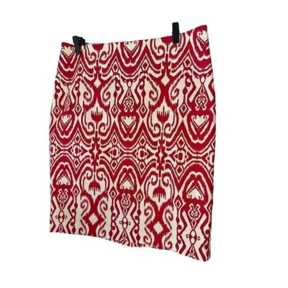 JONES‎ New York Stretch Fiesta Red Cream Pencil Skirt NWT Size 10 - Picture 3 of 5